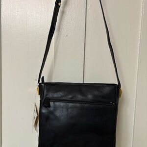 Coletta Sleek Black Leather Crossbody Bag